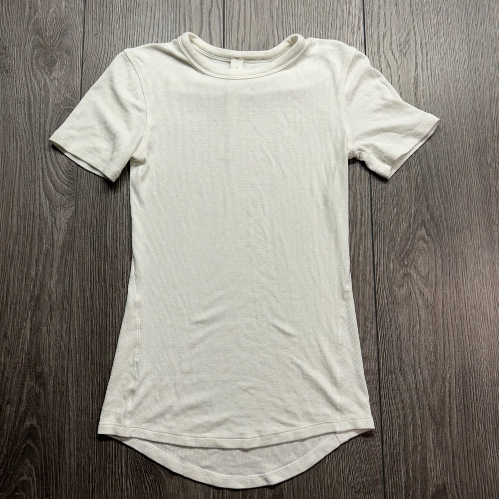 Lululemon Hold Tight Short Sleeve Ribbed T-Shirt White Size 0 LW3FTBS